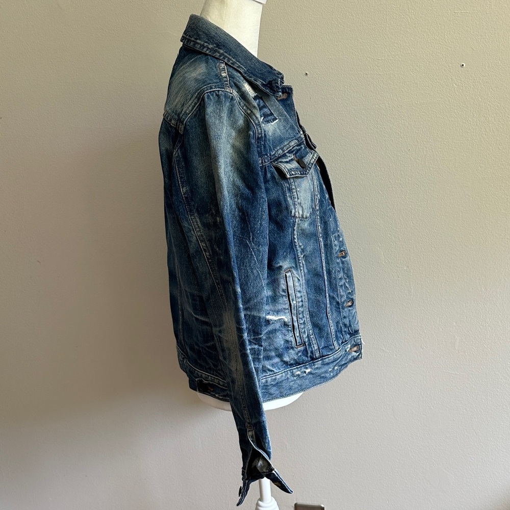 Distressed Blue Denim Jacket - Picture 3 of 6